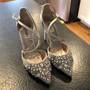 Badgley Mischka Harlene Embellished Satin Pumps